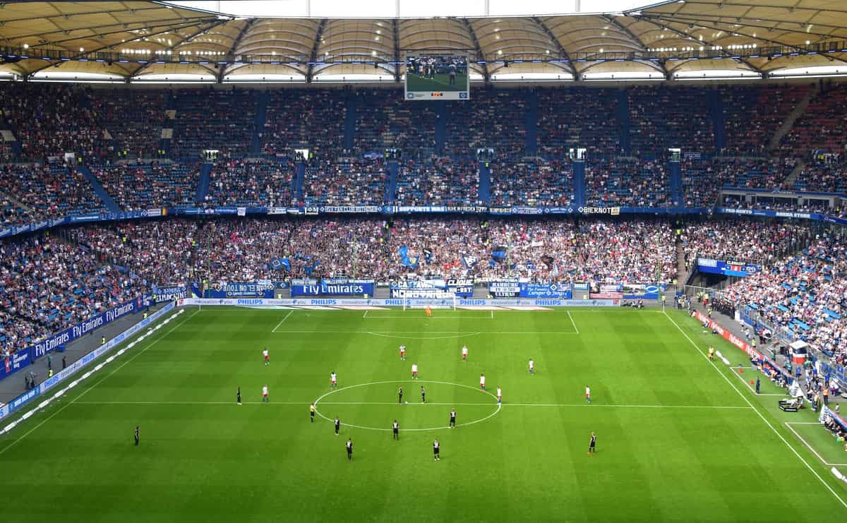 Football match taking place at the Volksparkstadion