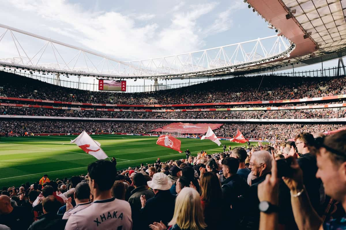 A look inside the Emirate's football stadium during an Arsenal football match.