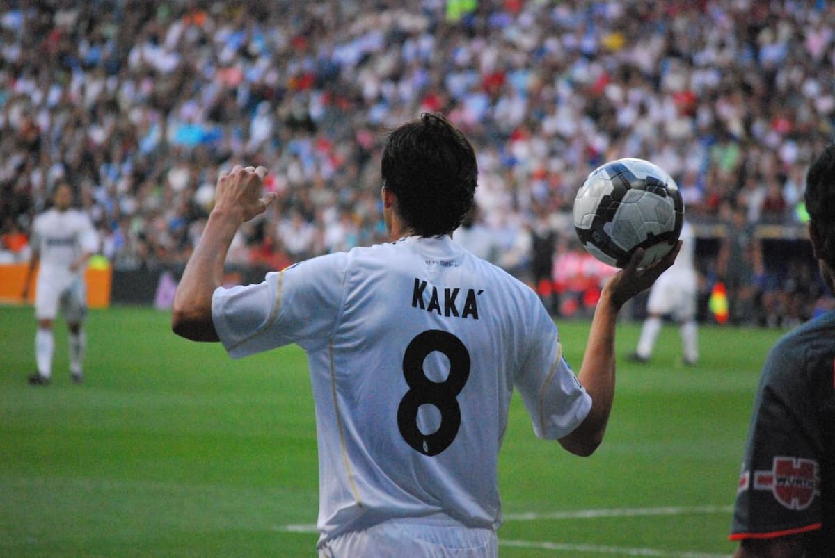 Kaká taking a throw in for Real Madrid.