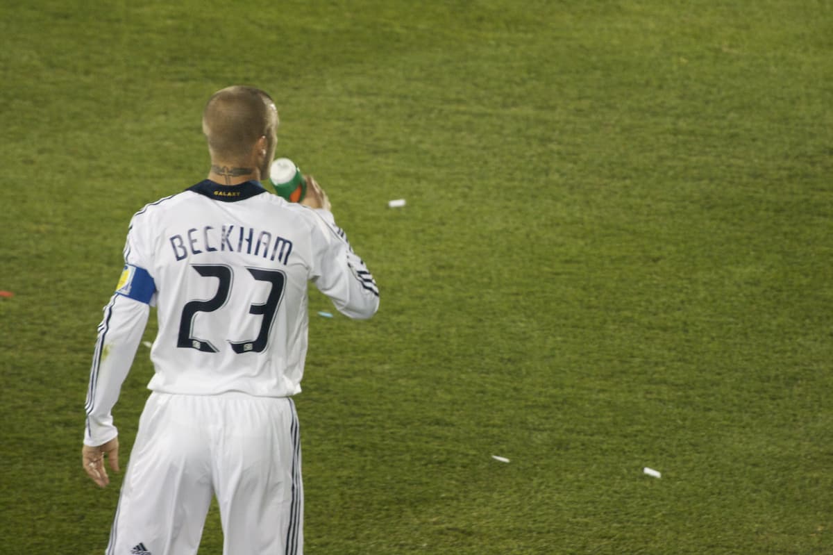 David Beckham playing for Real Madrid.