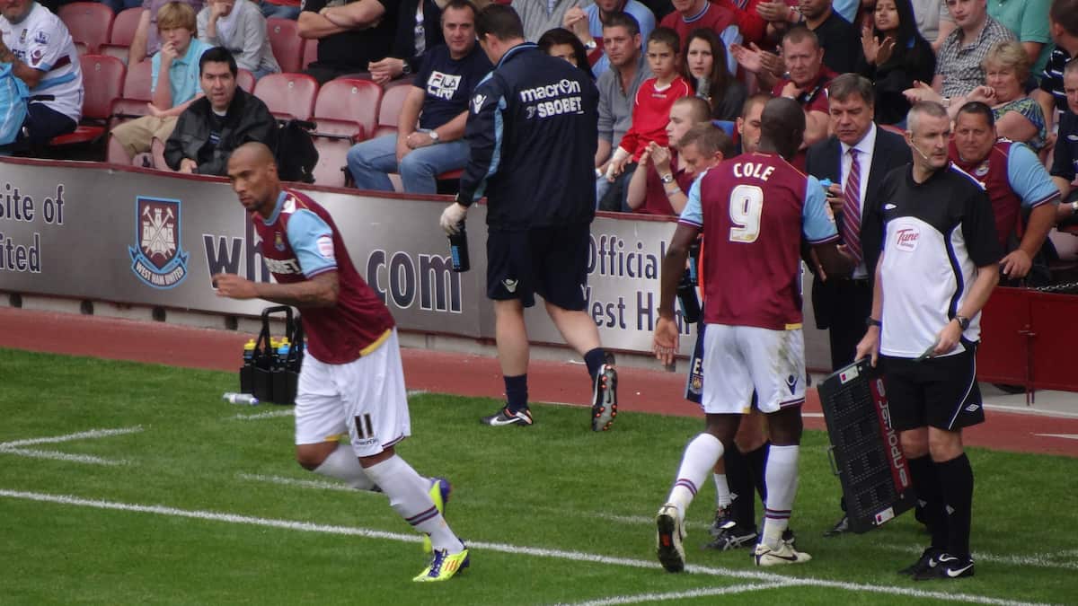 West Ham United making a substitution in 2011.