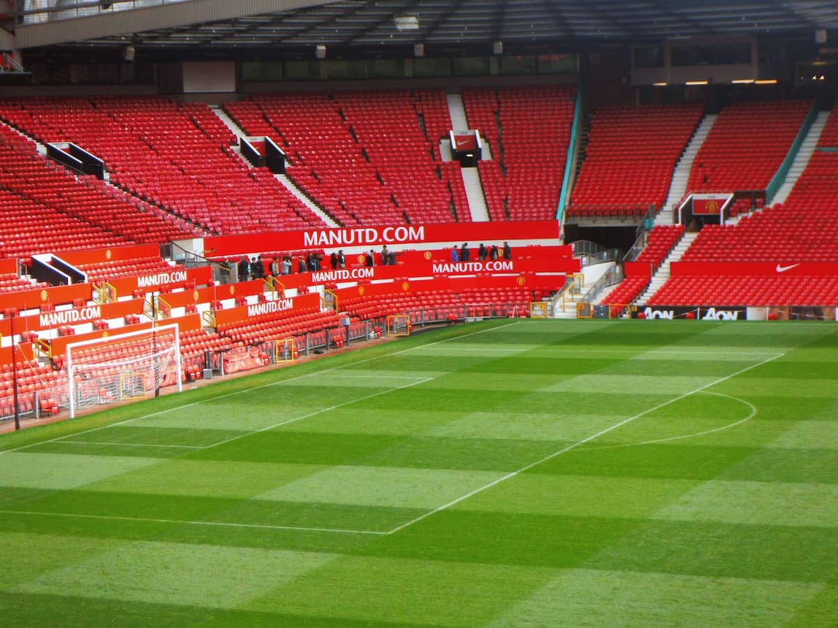 Inside of Manchester United's Old Trafford stadium.