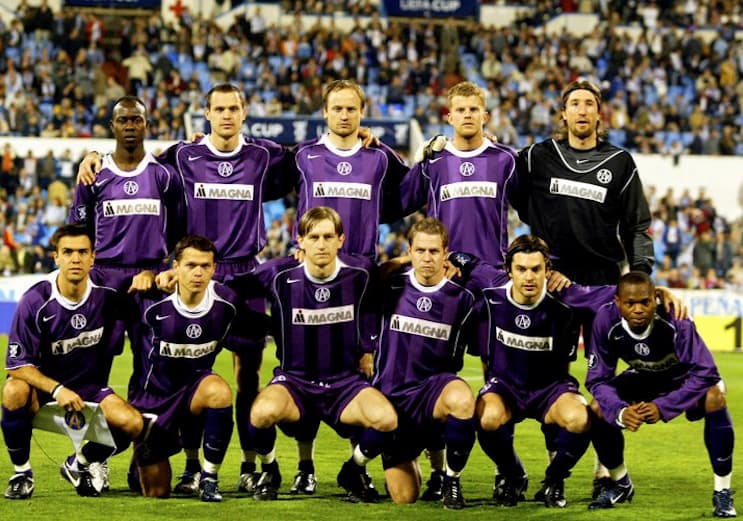 Austria Wien team photo during the 2004/05 UEFA Cup.