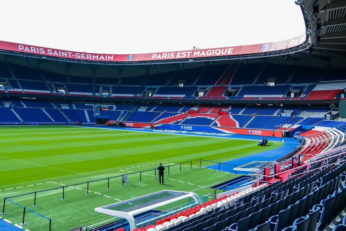 Inside the Parc des Princes stadium, home of Ligue 1 side Paris Saint Germain.